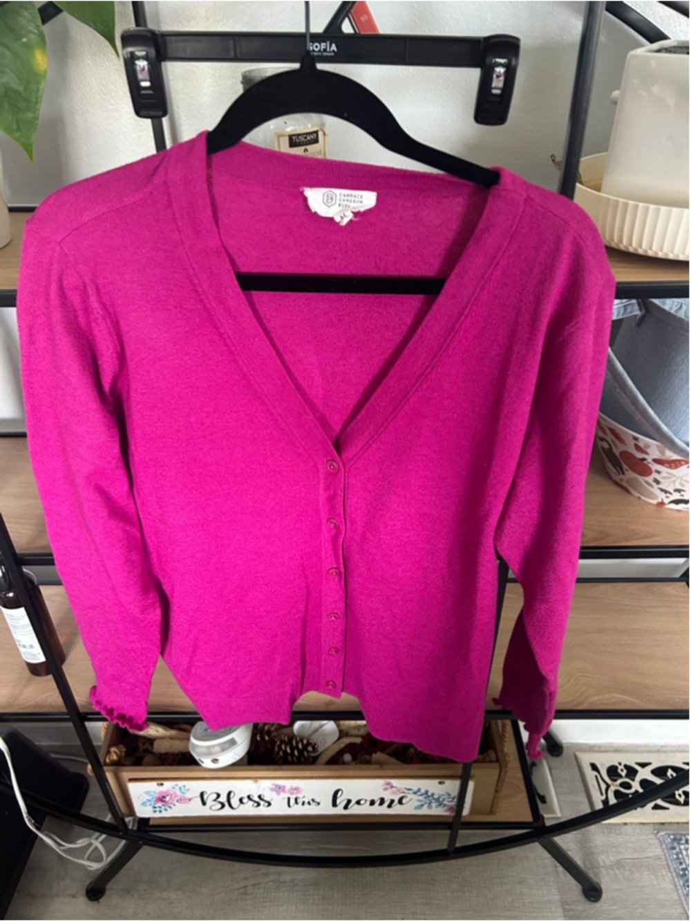 Women's Candace Cameron Bure Fuchsia Cardigan Standard M